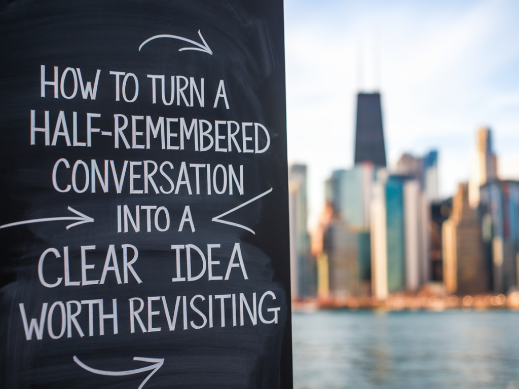 How to turn a half-remembered conversation into a clear idea worth revisiting