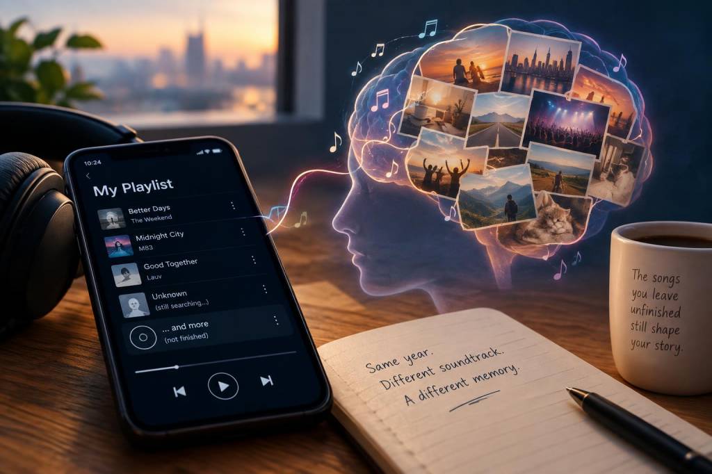 how keeping one “unfinished” playlist rewires your memory of a year and why that matters